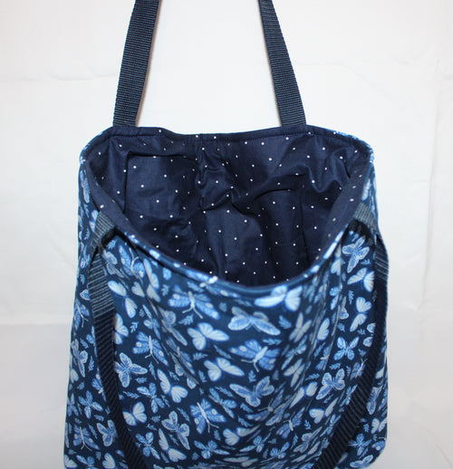 Blue butterfly tote bag