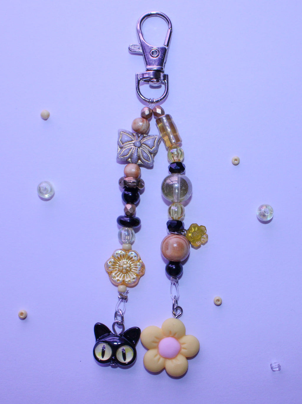 Black and Yellow Flower Bag Charm