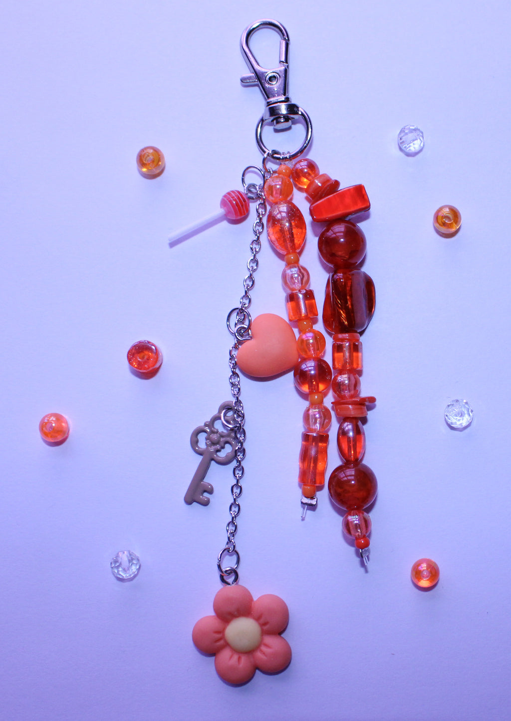 Orange Flower Bag Charm