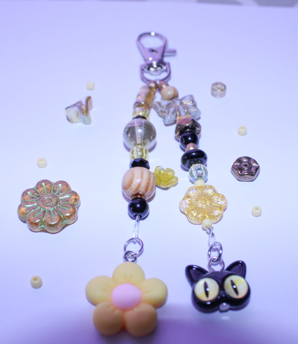 Black and Yellow Flower Bag Charm
