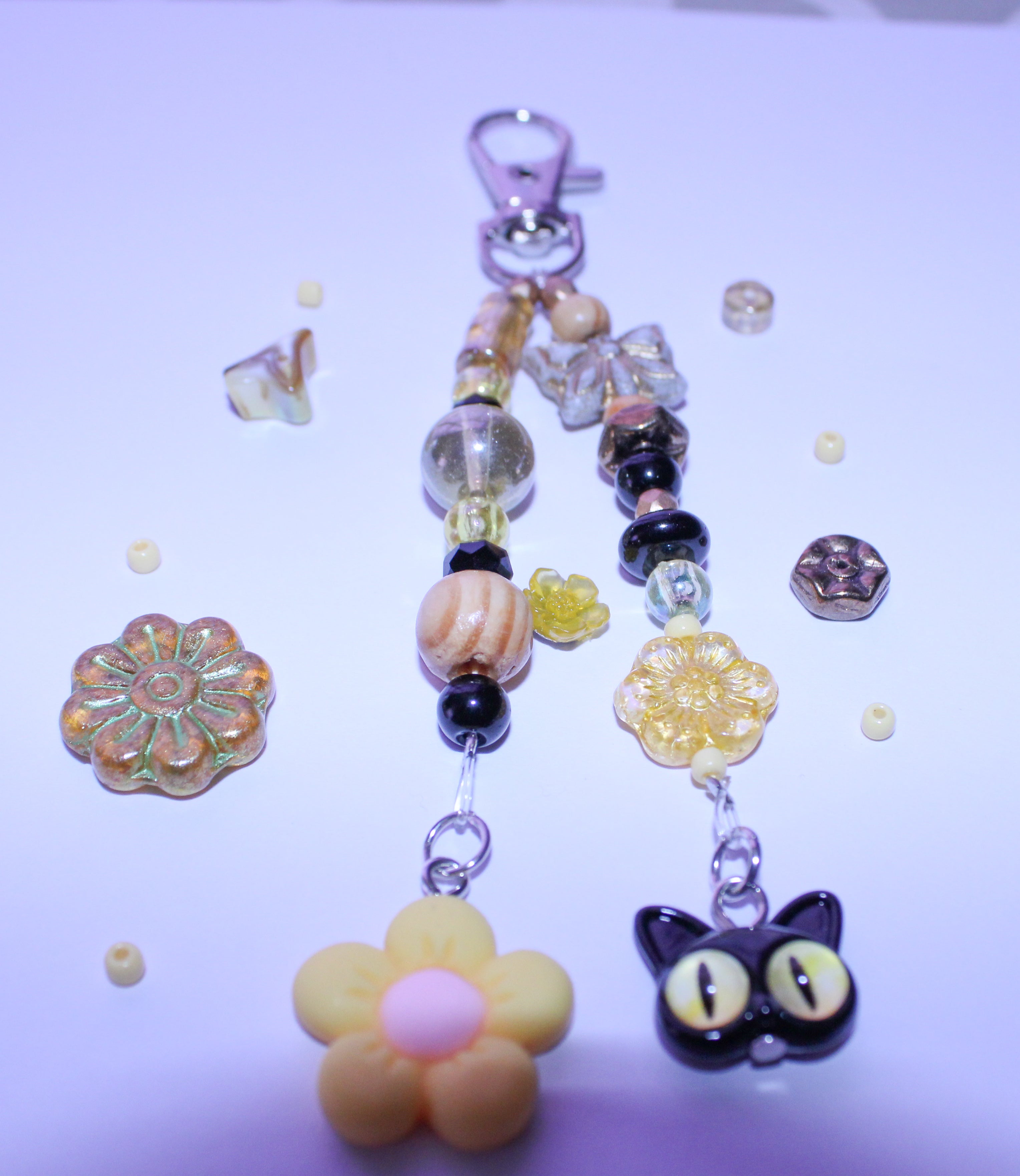 Black and Yellow Flower Bag Charm