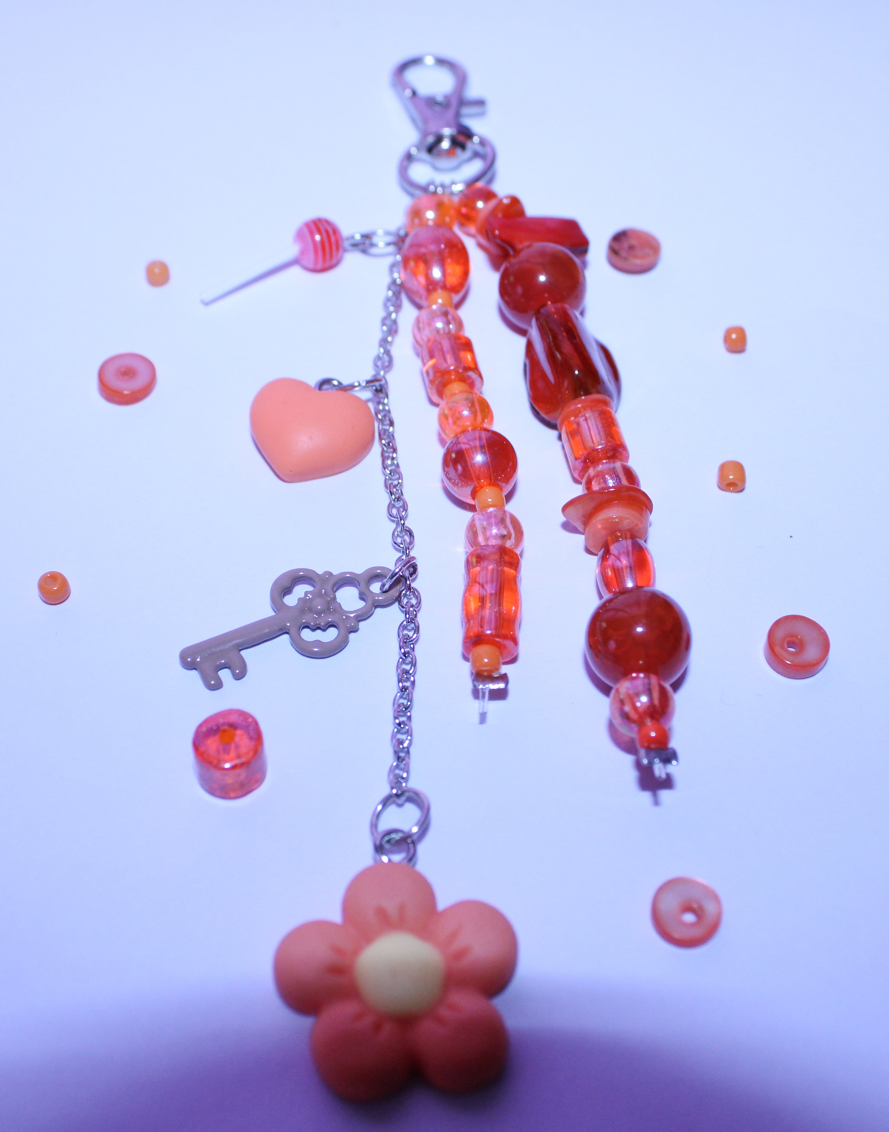 Orange Flower Bag Charm