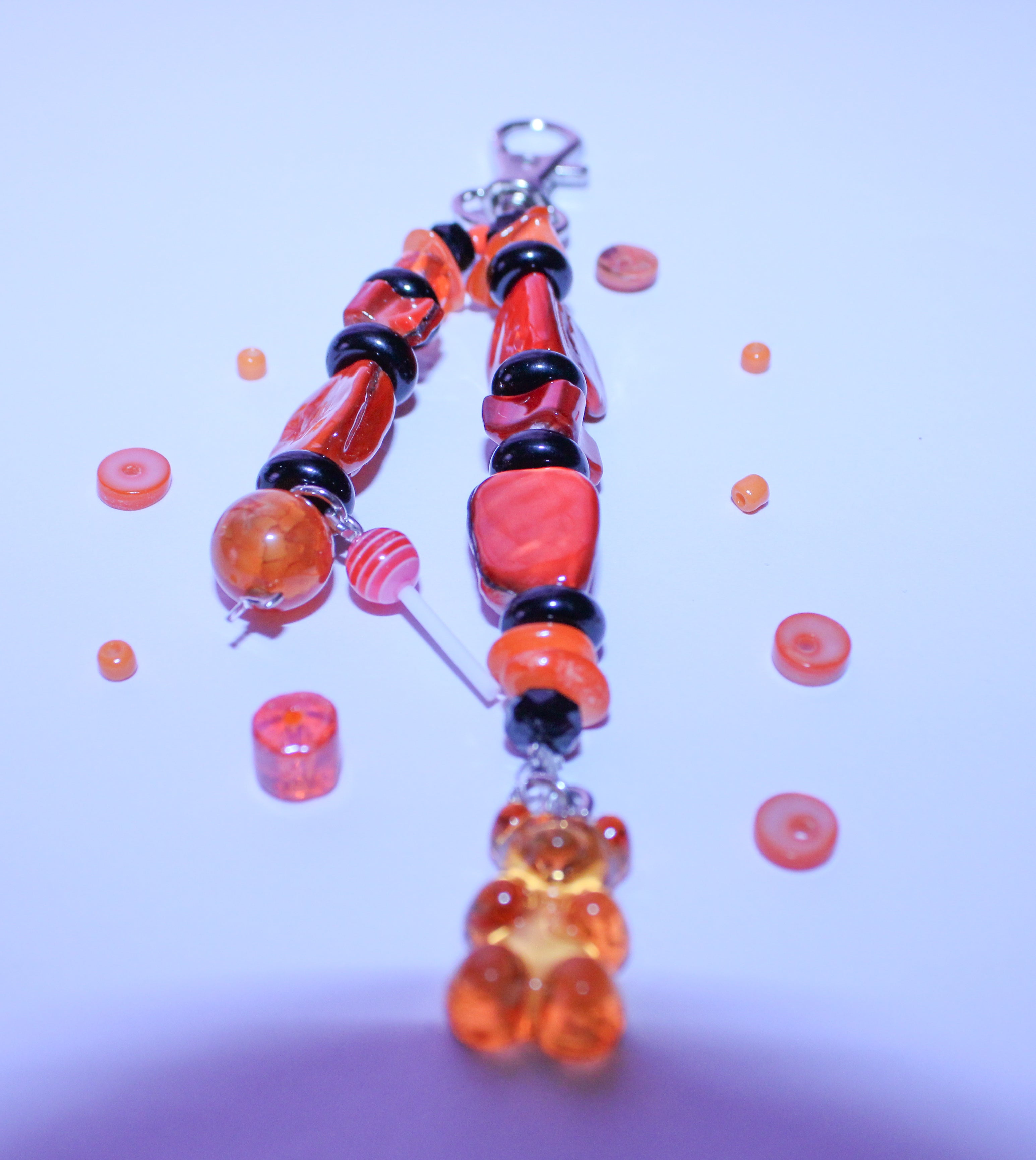 Orange and Black Bag Charm