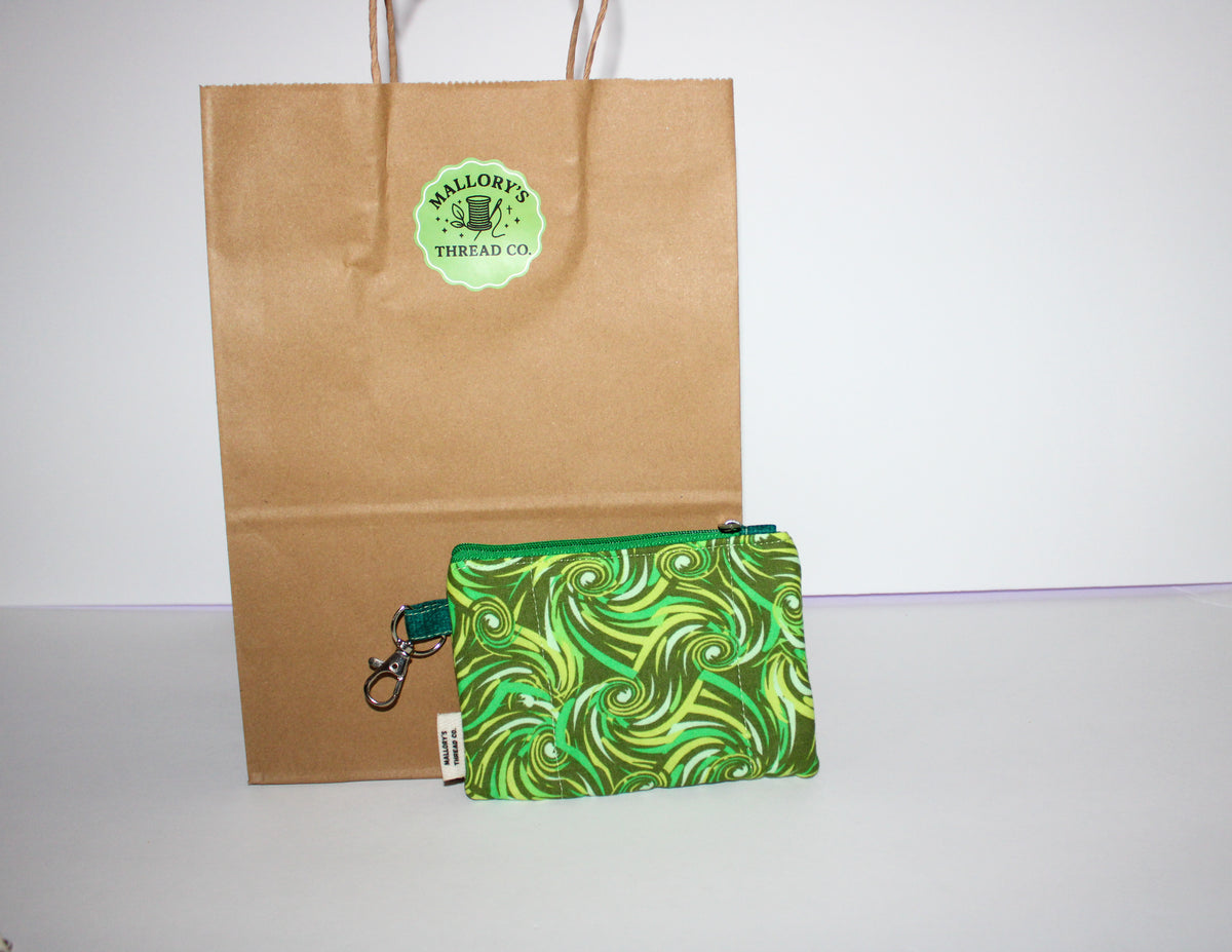 Green Swirls Wristlet Wallet