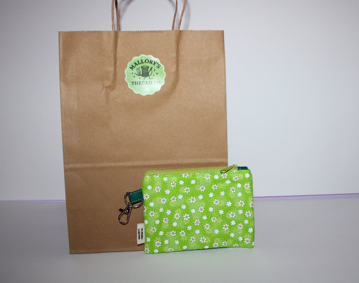 Green Floral Wristlet Wallet