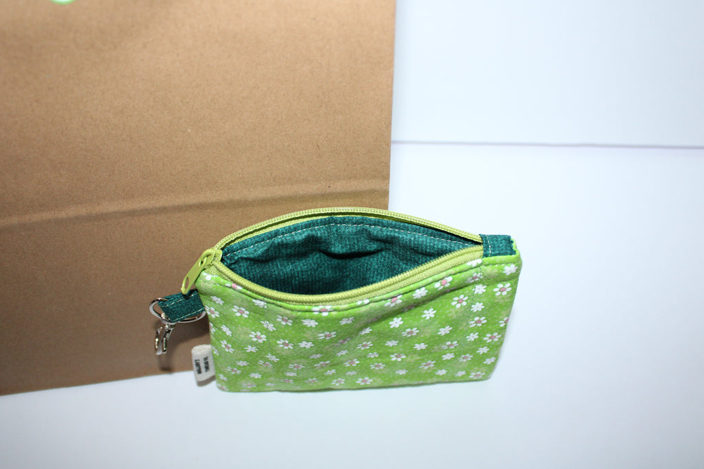 Green Floral Wristlet Wallet