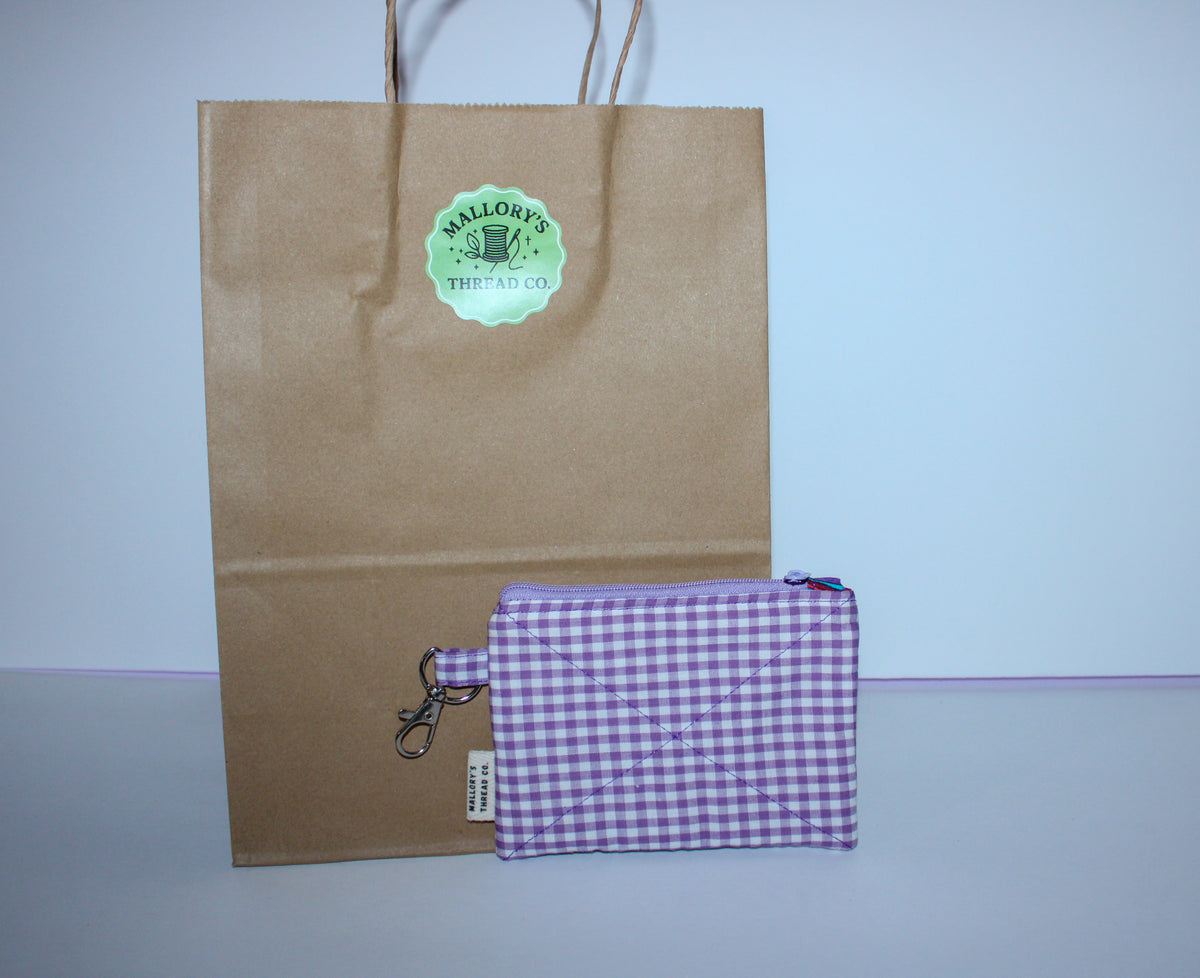 Purple Gingham Wristlet Wallet