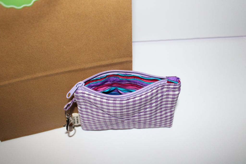 Purple Gingham Wristlet Wallet