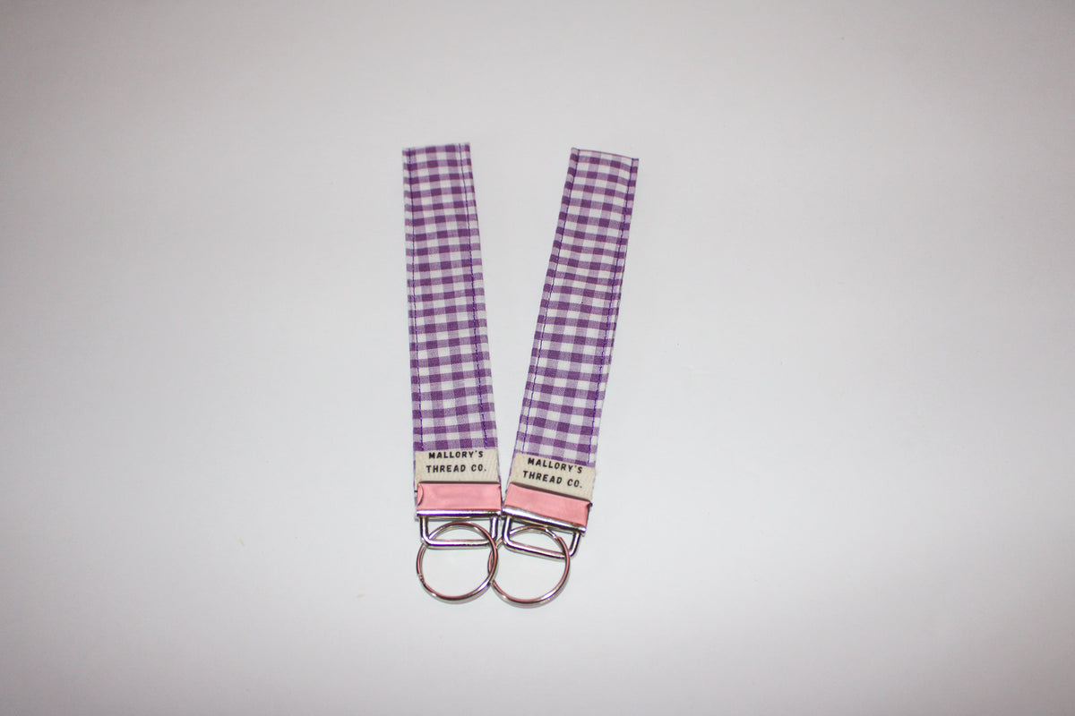 Purple Gingham Wristlet