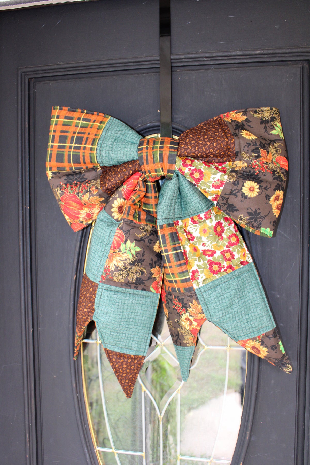 Reversible Fall Patchwork Door Bow