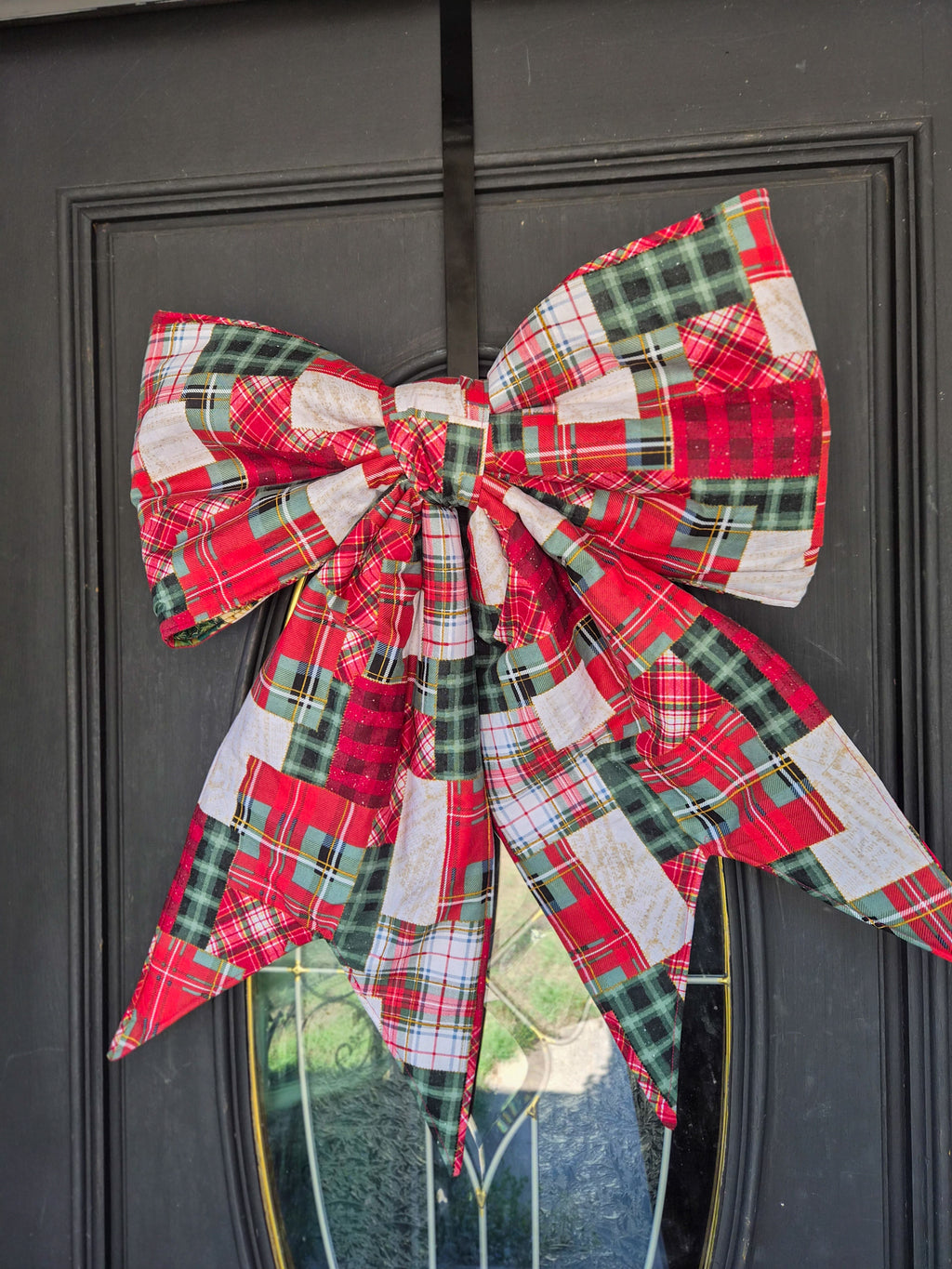 Reversible Vintage Patchwork Christmas Door Bow
