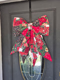 Reversible Vintage Patchwork Christmas Door Bow